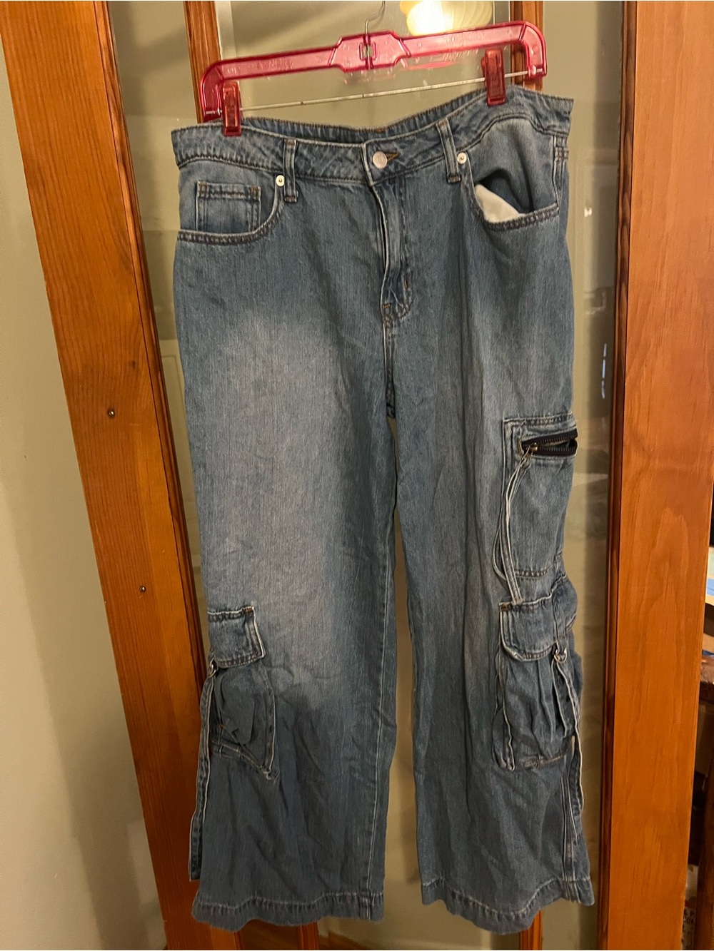Target Women's Blue Wide-Leg Cargo Jeans